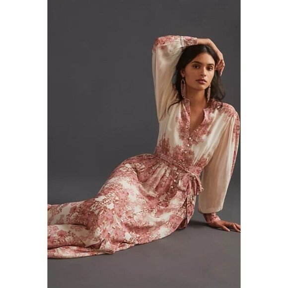 forever that girl anthropologie Vivienne Maxi Dress XS Pink Peasant Boho Cottage - Picture 7 of 15